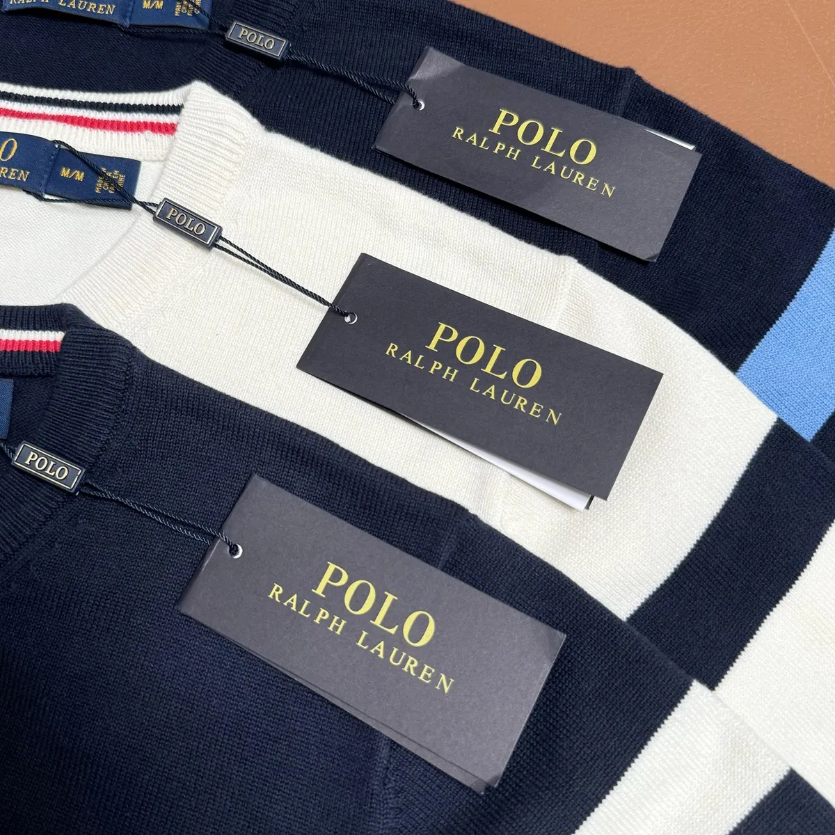 P200 M201#Ralph Lauren pony embroidered striped crew neck sweater Color: royal blue/white stripes, white/royal blue stripes, royal blue/color blue stripes Size: M-XXL